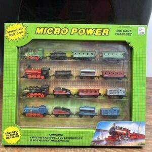 VINTAGE Micro Power Diecast Train Set Playmat 16 Pieces Pull n' Go NEW